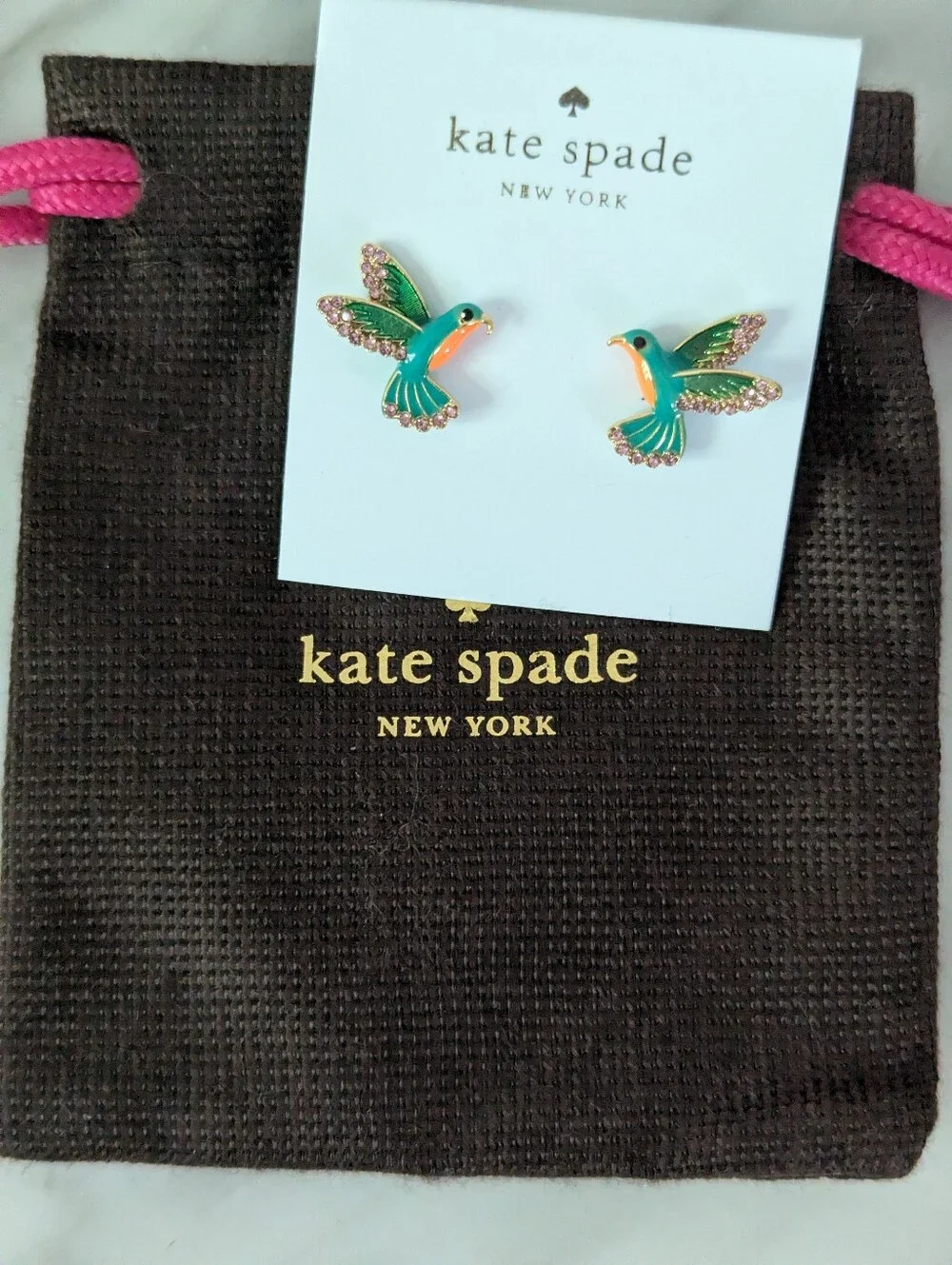 NWT Kate Spade Scenic Route Pearl Backed Hummingbird Studs